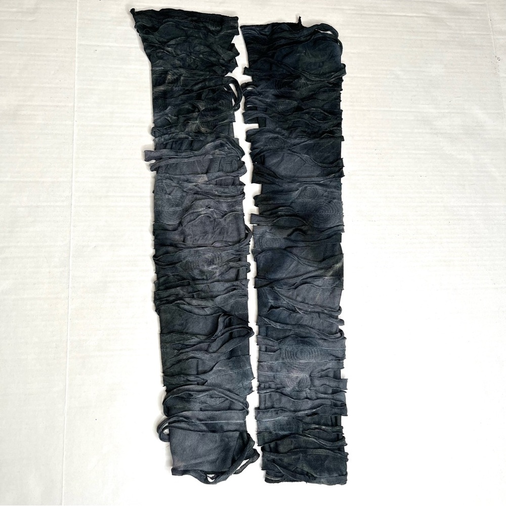 Gray Mummy Leg Warmers Bandage Knee Socks Wrap Up Black Thigh Highs Zombie Goth - Picture 8 of 9